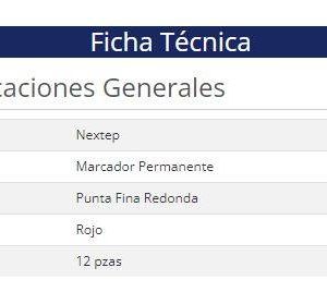 Marcador Permanente Nextep NE-071 Punto Fino 2mm Color Rojo con 12 piezas