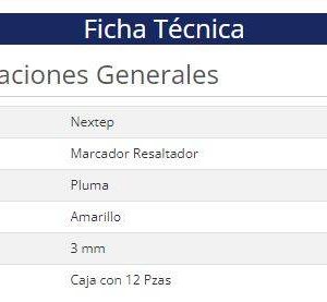 Resaltador Nextep NE-084A Tipo Pluma color Amarillo punta Cincel con 12 piezas
