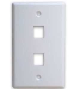 TAPA - FACEPLATE DE 2 PANELES PARA JACK, UNIVERSAL, STANDARD, BLANCO, BROBOTIX 251702