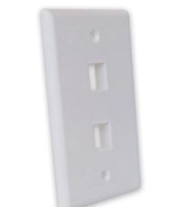 TAPA - FACEPLATE DE 2 PANELES PARA JACK, UNIVERSAL, STANDARD, BLANCO, BROBOTIX 251702