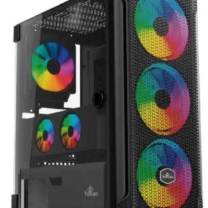 Gabinete YEYIAN YGH-49703 HOLLOW 2500 ATX,C/T 3VEN ARGB/MESH/USB/Negro