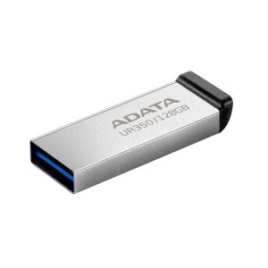 Memoria USB de 128GB UR350 3.2 Gen 1 (retrocompatible 3.0 y 2.0), diseño elegante sin tapa. Color Metálico, negro. UR350-128G-RSR/BK