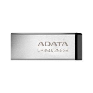 Memoria USB de 256GB UR350 3.2 Gen 1 (retrocompatible 3.0 y 2.0), diseño elegante sin tapa. Color Metálico, negro. UR350-256G-RSR/BK