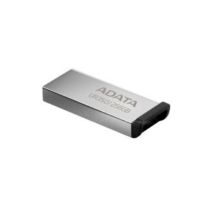 Memoria USB de 256GB UR350 3.2 Gen 1 (retrocompatible 3.0 y 2.0), diseño elegante sin tapa. Color Metálico, negro. UR350-256G-RSR/BK