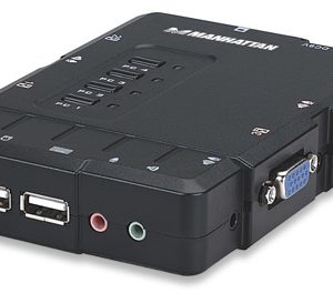 151269 Switch KVM Compacto 4 Puertos, Maneje / controle 4 computadoras USB desde un solo teclado, monitor y ratón.