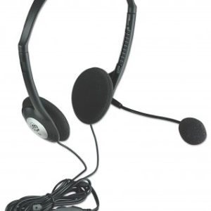 164429 Diadema ajustable con micrófono y control de volumen, Cable 1.8 m, garantia de 3 años.