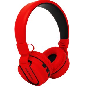 AUDIFONOS OVER-EAR BLUETOOTH NBH-05 MEGA BASS RADIO FM MICRO SD 3.5MML MANOS LIBRES RUBBERIZED ROJO