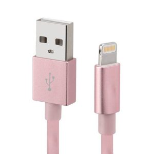 Cable USB A a LIGHTNING, color rosa. 1 metro de largo. Alta resistencia de materiales y carga rápida DB-G-USBLR