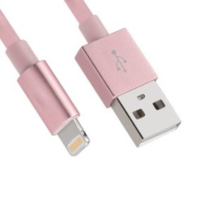 Cable USB A a LIGHTNING, color rosa. 1 metro de largo. Alta resistencia de materiales y carga rápida DB-G-USBLR