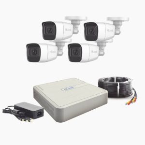 (MICRÓFONO Integrado) Kit TurboHD 1080p Lite / DVR 4 canales / Audio por Coaxitron / 4 Cámaras Bala de Policarbonato con Micrófono Integrado