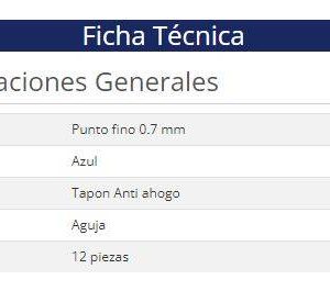 Bolígrafo Nextep NE-063FA Pro-Tip punta 0.7 color Azul con 12 piezas
