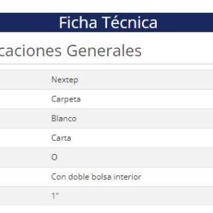Carpeta Nextep NE-013U Vinil Aro O de 1 pulgada tamaño carta color Blanco