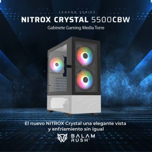 Gabinete Gamer Media Torre Nitrox Crystal 5500CBW Legend Series