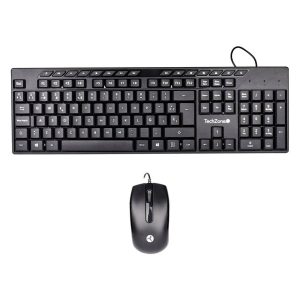 KIT TECLADO Y MOUSE ALAMBRICO MULTIMEDIA BASICO 105 TECLAS + 15 MULTIMEDIA, QWERTY. CABLE USB. MOUSE CON 3 BOTONES. DPI: 100 y CABLE 130 CM.