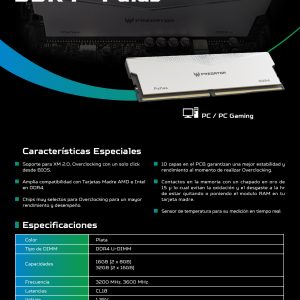 Memoria RAM ACER BL.9BWWR.341, 16 GB, DDR4, 3600 MHz