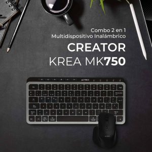 Kit Teclado y mouse Inalámbrico 2.4hz Creator Krea MK750 Acteck Advanced Series Teclado Inalámbrico Dongle 2.4Mhz, Rango 10m
