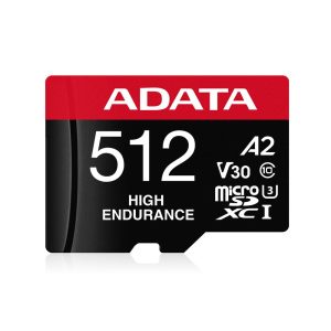 Micro Secure Digital ADATA HIGH ENDURANCE (alta durabilidad) microSDXC UHS-I U3, SD6.0 Clase 10, V30 512GB Clase 10 (A2)
