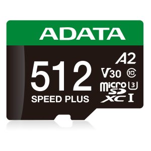Micro Secure Digital ADATA SPEED PLUS microSDXC UHS-I U3 Clase 10, SD 6.0, V30 512GB Clase 10 (A2), Velocidad de lectura / escritura 180/160 MB/s UD512GUI3