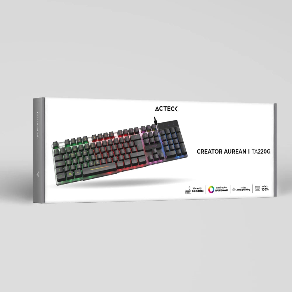 Teclado Acteck Creator Aurean II TA220G Retroiluminación Rainbown