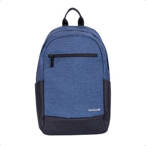 Backpack Basic Black TechZone TZLBP16 15.6 pulgadas, color azul, 2 bolsos laterales y 1 frontal, tirante acojinado. GARANTIA LIMITADA DE POR VIDA