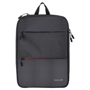 Backpack EXPAND TZLBP14 TECHZONE de 16 pulgadas color negro, múltiples compartimientos, garantía limitada de por vida
