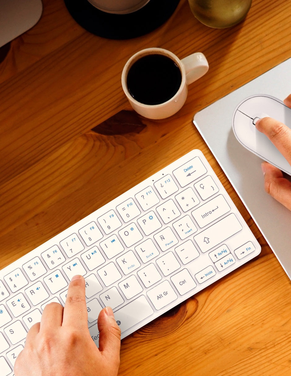 Combo Inalámbrico Young Pop White TECHZONE , color blanco, 64 teclas, 1200 DPI, compatibilidad con Windows y MacOS