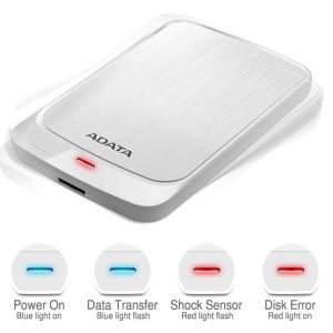 Disco Duro Externo ADATA 2.5 HV320 1TB, USB 3.2, Gen1 (USB 5Gbps) compatible con 3.1 y 2.0. BLANCO. AHV320-1TU31-CWH