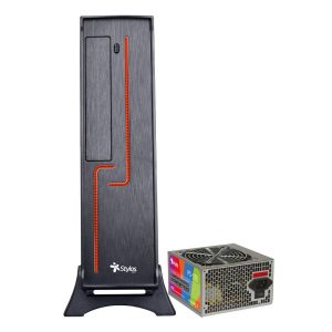 Gabinete Oficina Keelan Slim ITX Stylos con fuente de poder 550W STGAKL1B