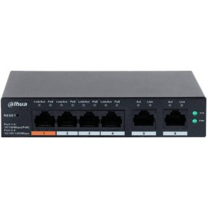 Router Dahua CS4006-4ET-60, Switch PoE de 6 Puertos Administrable, 4 Puertos PoE 10/100, 2 Puertos Uplink 10/100/1000, 60 Watts Totales