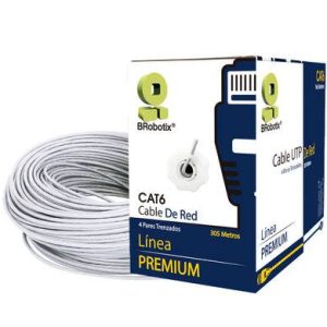 Bobina UTP, CAT6, 305 m, Interior, Blanco, CCA, en Caja Protectora, c/Tubo Despachador, Metreada, Ideal p/RED / CCTV, BROBOTIX 6006801