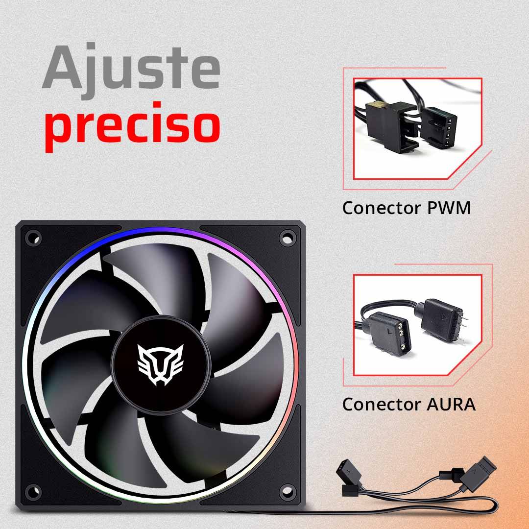 Kit 3 Ventiladores 120mm EOLOX BORA EXB85R Balam Rush Azender Series Velocidad: 600-1800 Rpm, Nivel de ruido 28DB