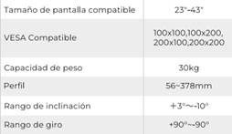 Soporte articulado de montaje en pared para pantallas y monitores Full Motion, 23-43 pulgadas, capacidad de carga de hasta 30 kg