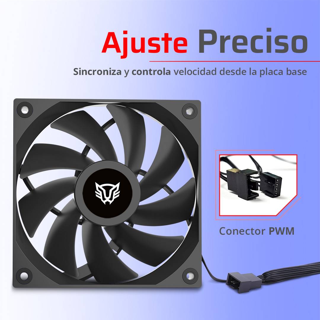 Ventilador de 120mm Balam Rush Eolox Gaziar EXG77 Velocidad: 2000 Rpm Flujo de aire: 88.8 CFM, Ruido: 37.1 dB , 9 Aspas