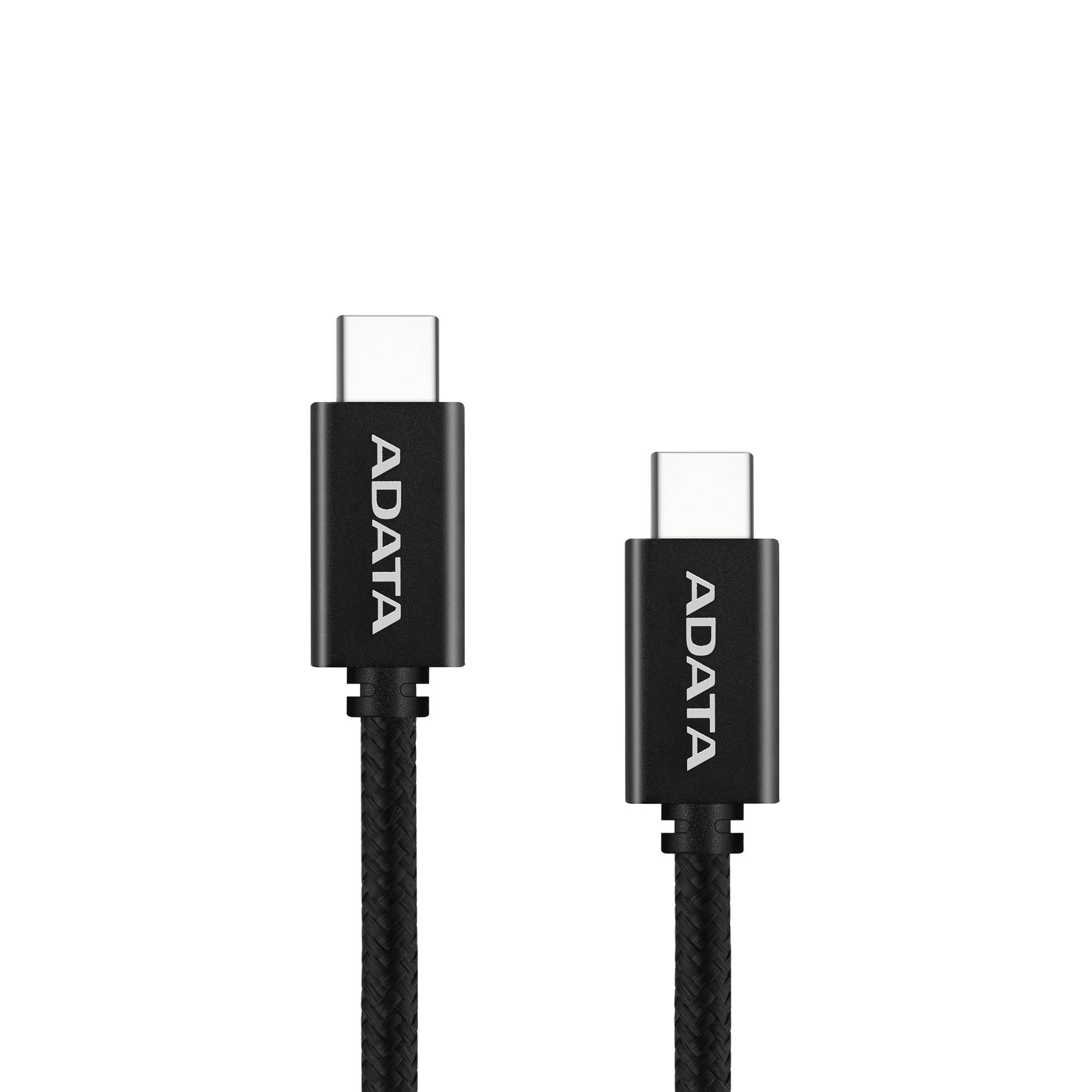 Cable ADATA USB Tipo C - USB Tipo C. Potencia máxima de salida de 100 W, Tejido de nailon, (2 M de longitud). Color Negro. CACC-200PN-BK