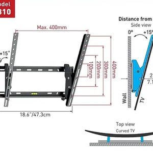 Soporte de Pared Barkan E310+ para Pantalla Curvo/Plano 19 - 65, hasta 50Kg, Negro