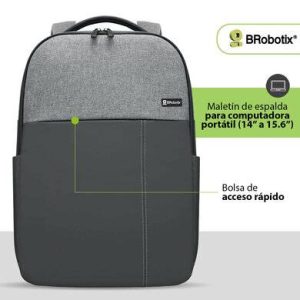 Mochila 15.6 Pulgadas, Praga, Con Asa acolchada, Impermeable, Backpack, Negro con Gris, BROBOTIX 6007518
