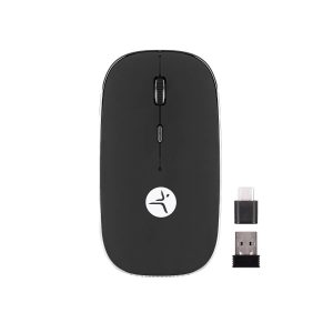 Mouse SLIVEBLACK recargable negro con nano receptor tipoC y USB A, mousepad incluido, TECHZONE, TZACMOI30, DPI: 1000, 1200, 1600