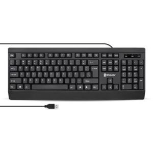 Teclado, USB, QWERTY, Universal, alámbrico, antiderrames, ultra silencioso, en Español, negro, BROBOTIX 6007181