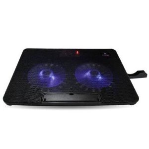 Base enfriadora para laptop y celular, 2 ventiladores, luz led, 6 ángulos ajustables, 9 a 17 Pulgadas,&nbsp;Negro, BROBOTIX 6000441